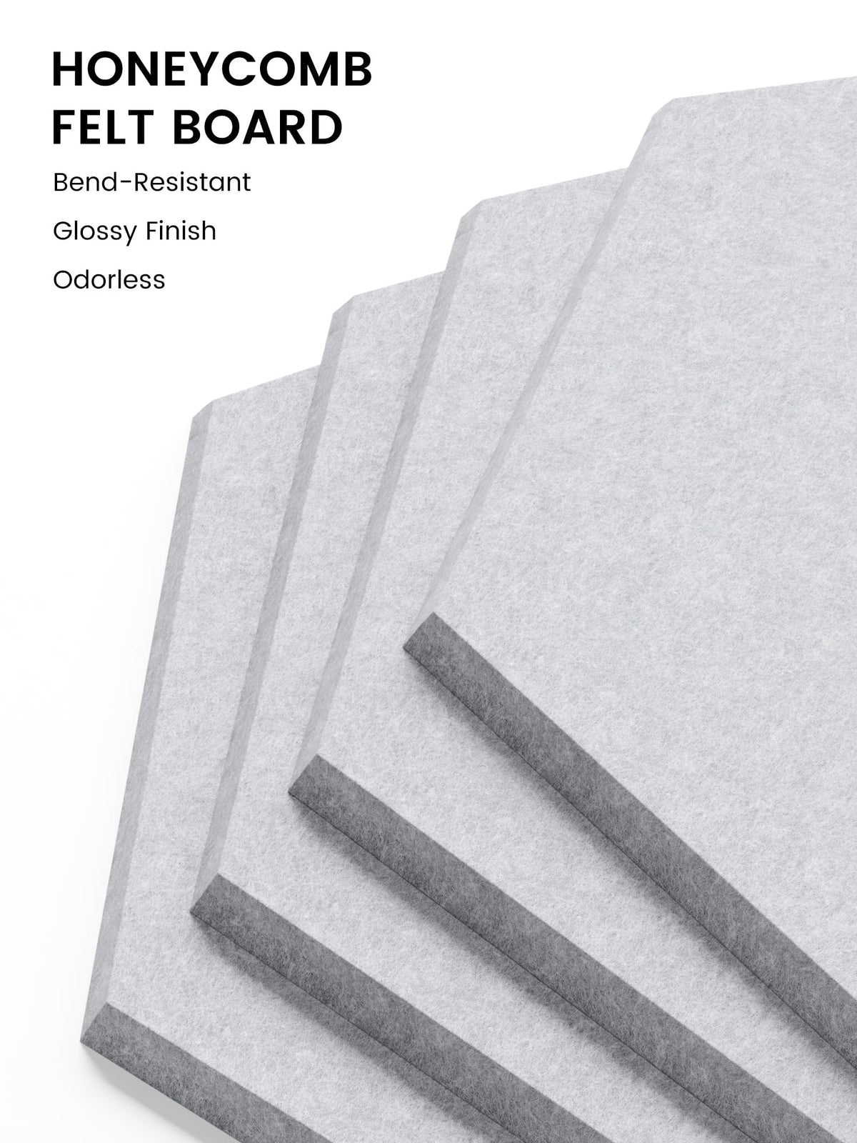 Fluxynara Hexagon Cork Board Alternative for Walls Decor-12-Pack Felt Bulletin Board Tiles,with 30 Pushpins,70 Adhesive Tabs for Office,Classrooms & Home Pin Board Felt Board-Soft Gray