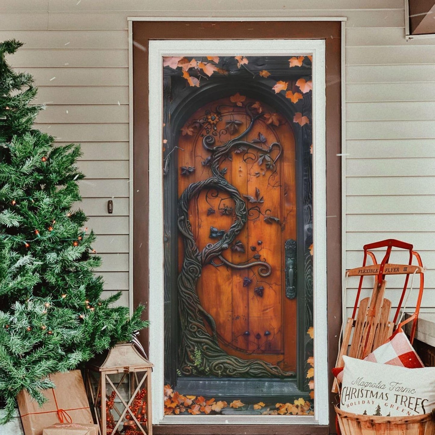 Burbuja Halloween Decoration - Stretch Fabric Backdrop Door Porch Covers for Home Party Holidays, 35x79 in