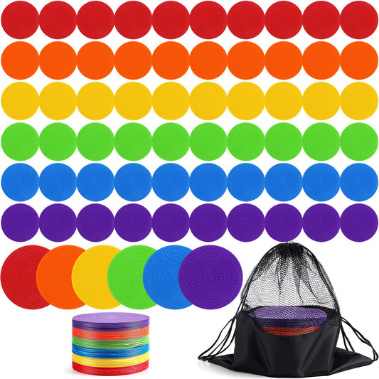 Tinideya TPE Floor Spot Markers Dots for Gym Flat Non Slip Spot Marker Dance Dot for Gym Sports Soccer Basketball Agility Training Field Marking Equipment(6 Inch,6 Colors,60 Pcs)
