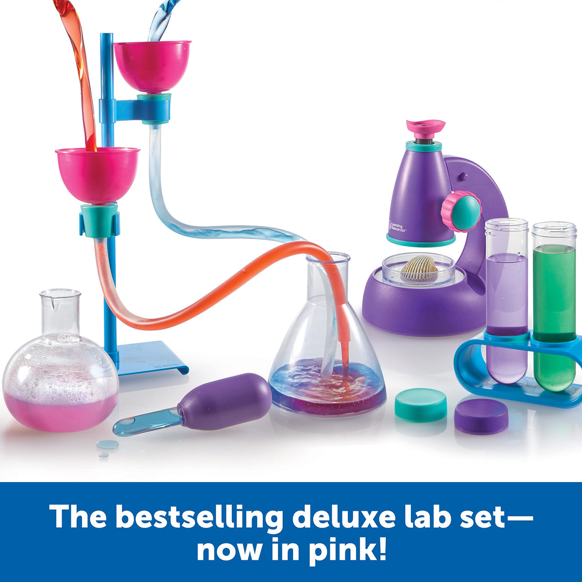 Learning Resources Primary Science Deluxe Lab Set - 45 Pieces, Ages 3+, Experiments for Kids, STEM Toys, Sensory Tube, Microscope for Students