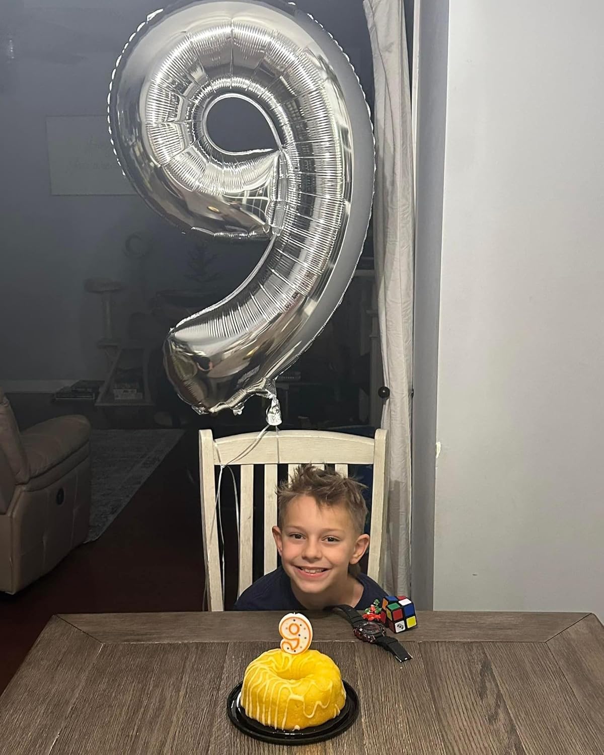 9th Birthday Decorations | Silver 40-Inch Number Balloon - Giant Party Supplies for Boys & Girls