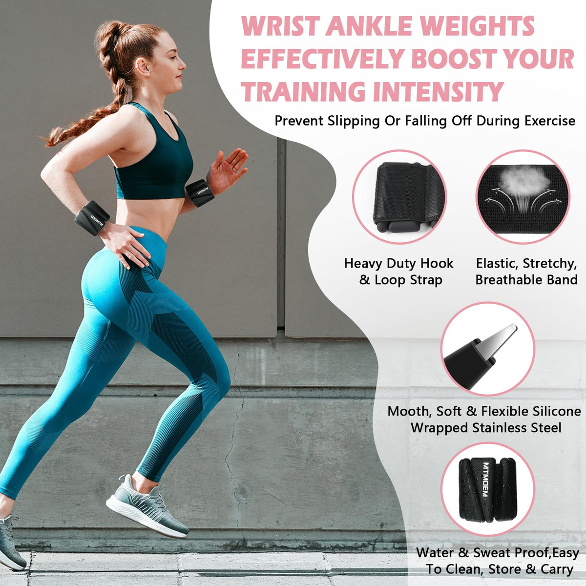 Ankle Weights for Women & Men, Adjustable Wrist & Ankle Weights 2 LB Each for Beginner & Pro, Soft Silicone Weighted Bangle for Walking, Pilates, Yoga, Running, Swimming, Arm & Leg Workouts (Set of 2)