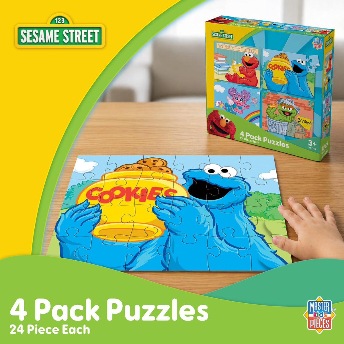 MasterPieces Puzzle Set - 4-Pack 24 Piece Jigsaw Puzzle for Kids - Sesame Street 4-Pack - 8"x10"