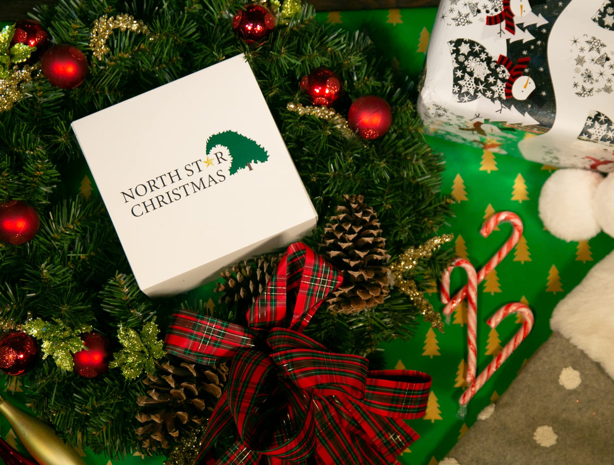 North Star Christmas | Christmas Tree with Flowers Glass Ornament | Christmas Collection