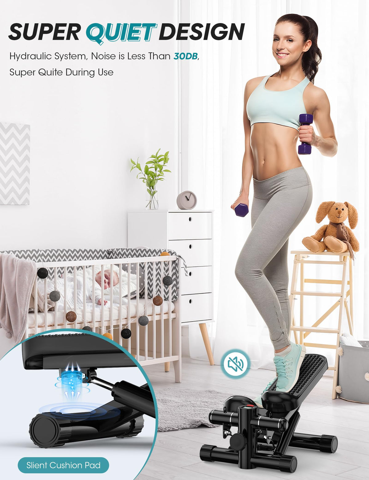Steppers for Exercise at Home, Mini Stepper with Resistance Bands, Portable Stair Stepper 330LBS Weight Capacity, Adjustable Height Stepper Machine with LED Monitor for Full Body Workout