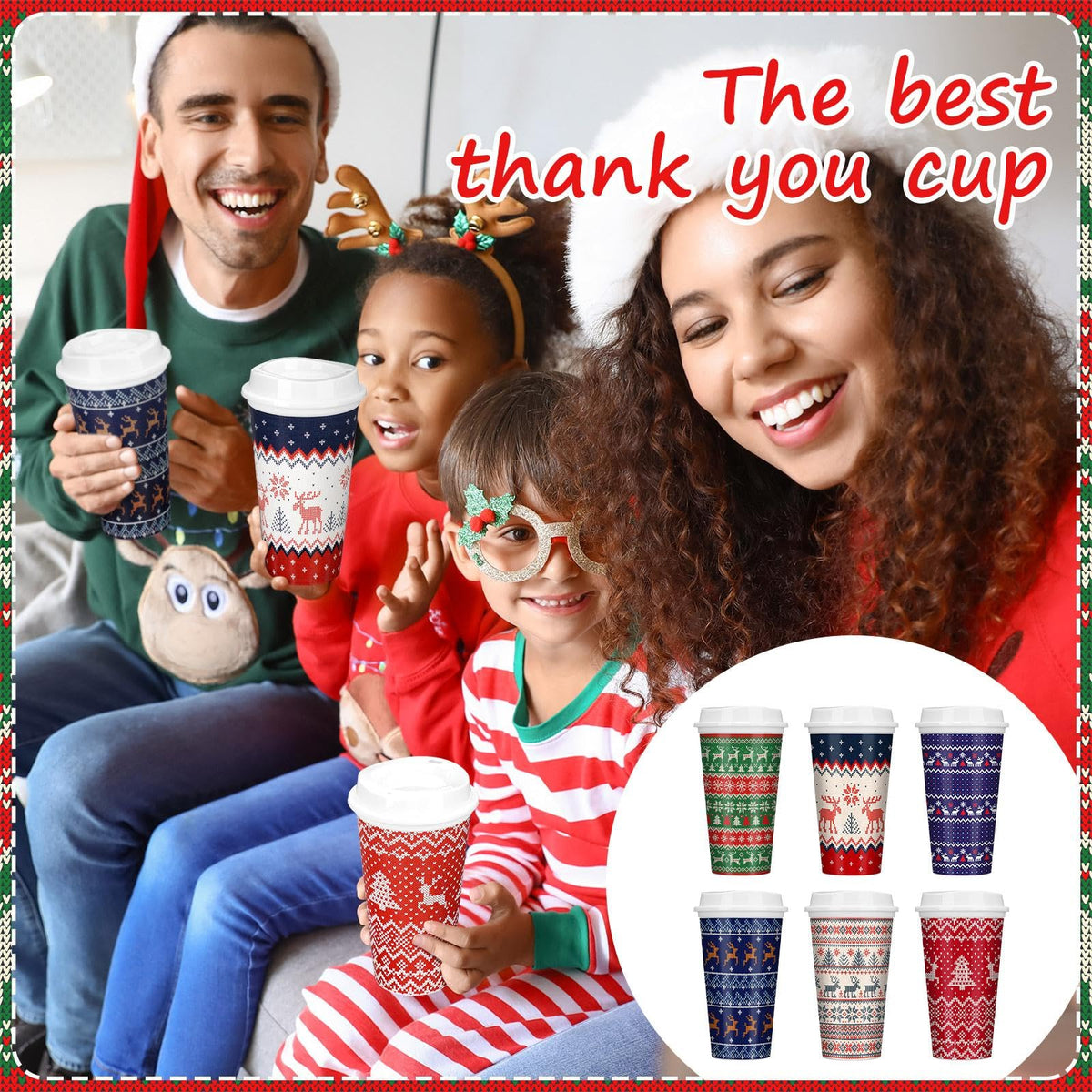 Pickmesh 12 Pack Christmas Coffee Cups Gifts Bulk 16 oz Reusable Coffee Cup Tumblers with Lid Plastic Cups Travel Mug Thank You Gifts for Women Coworkers Holiday Drinks