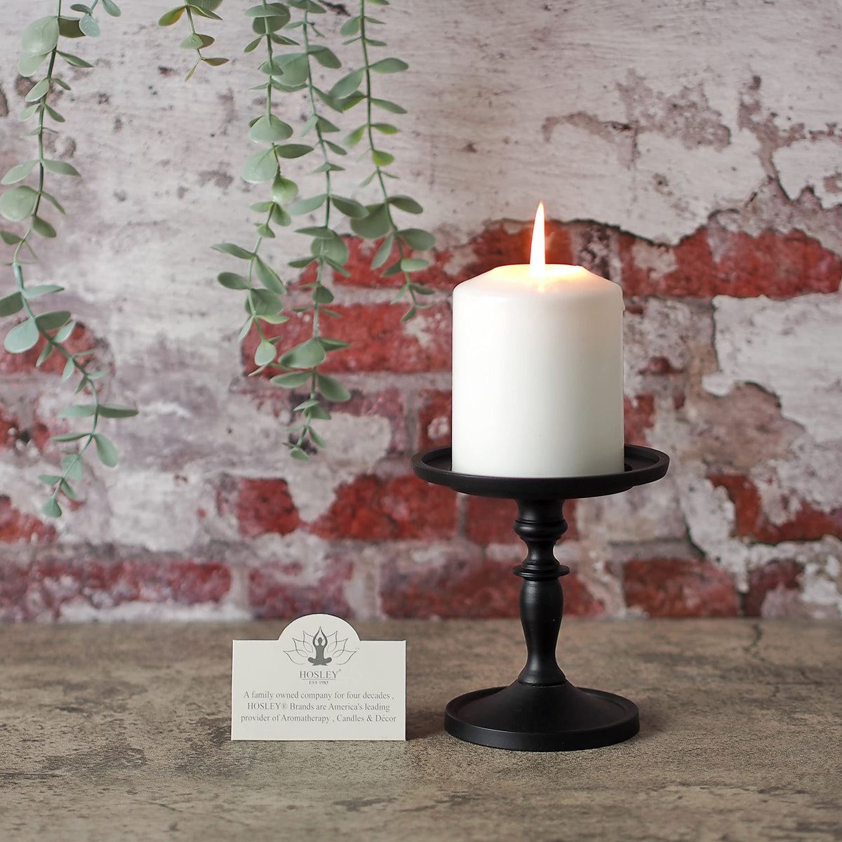 Hosley Black Pillar Holder 4.75 Inch High. Ideal Gift for Wedding Party Special Occasion or as a Candle Holder