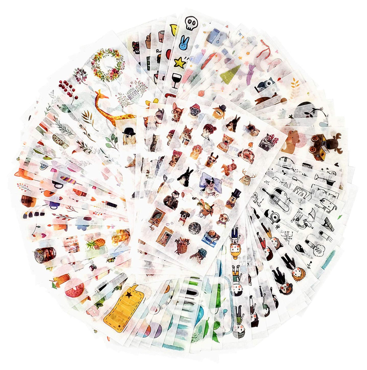 Mayplous 12 Pack Washi Sticker Set, 72 Sheets Decorative Washi for Journals, Planners, Scrapbooks, DIY Cards, Albums & Craft Projects (Innocence)