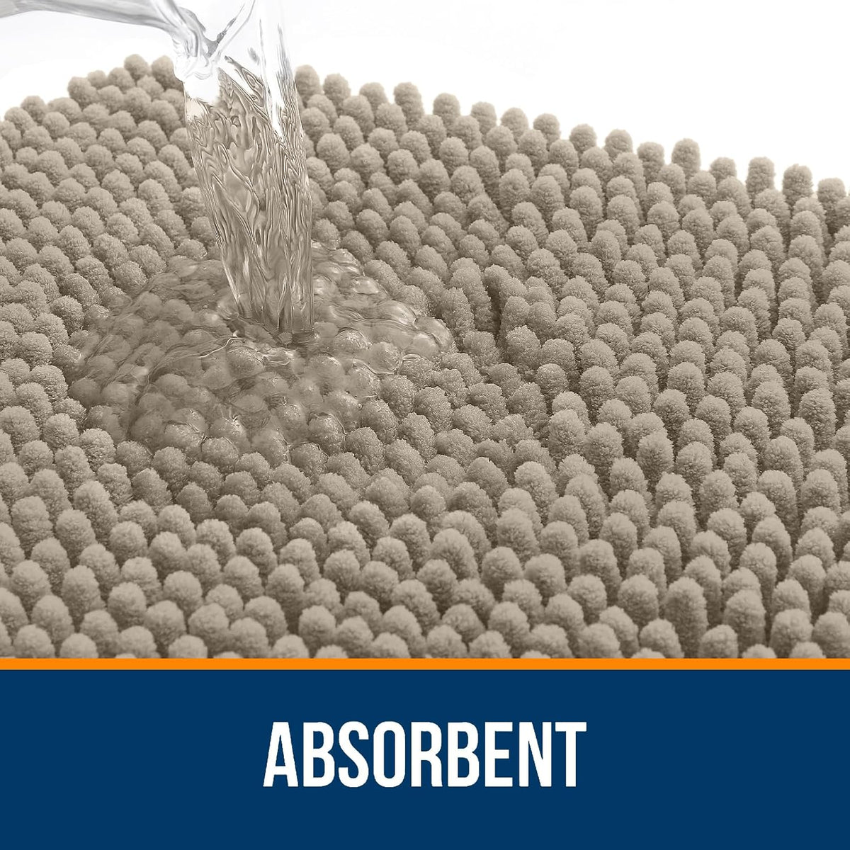 OLANLY Large Bath Rugs - Extra Soft Chenille, Quick Dry & Machine Washable | 70x46 Warm Taupe