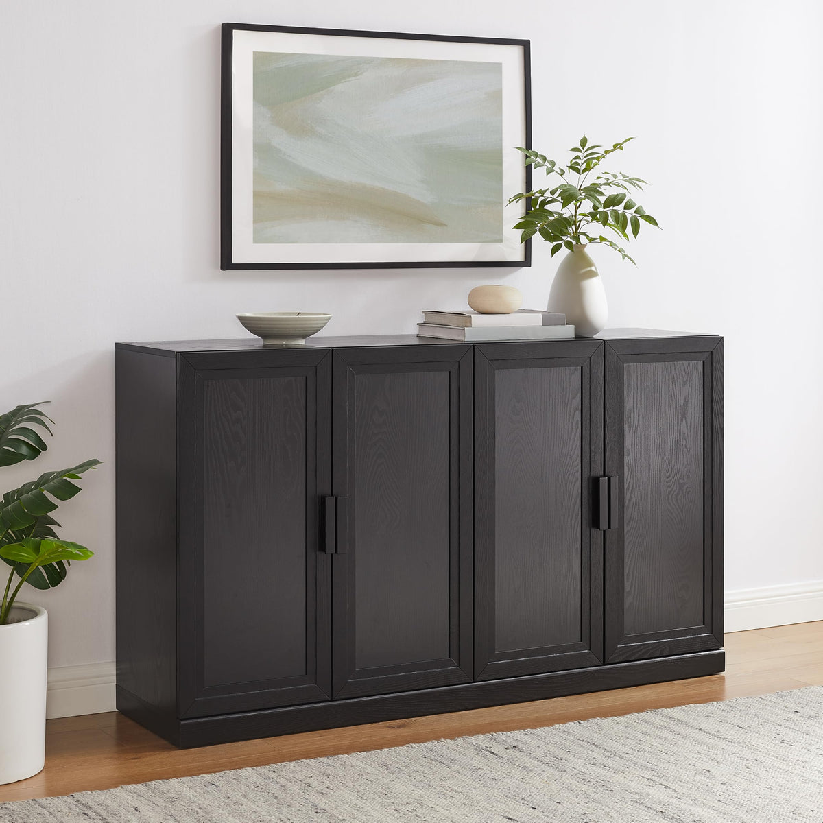 Crosley Furniture Essen Modern Sideboard Buffet Cabinet with Storage, TV Stand, Credenza, Black