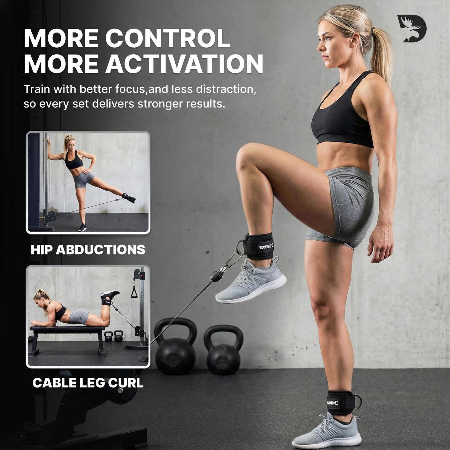 DMoose Fitness Ankle Straps for Cable Machines - One Size Fit Premium Padding, Glute Kickback Ankle Strap for Women & Men, Cable Attachments for Gym & Booty Workouts (Lilac Purple - Pair)