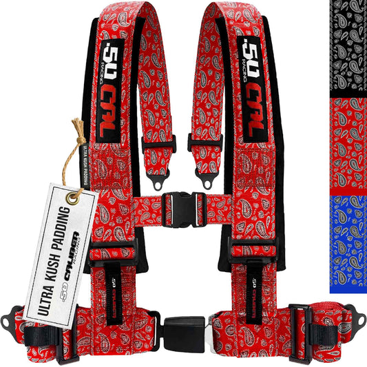 1pc Bandana Red 4 Point Harness for Bucket Seat, Quick Release, 7 Style Harnesses Racing Harness 4 point Race Car UTV RZR SXS [6078]