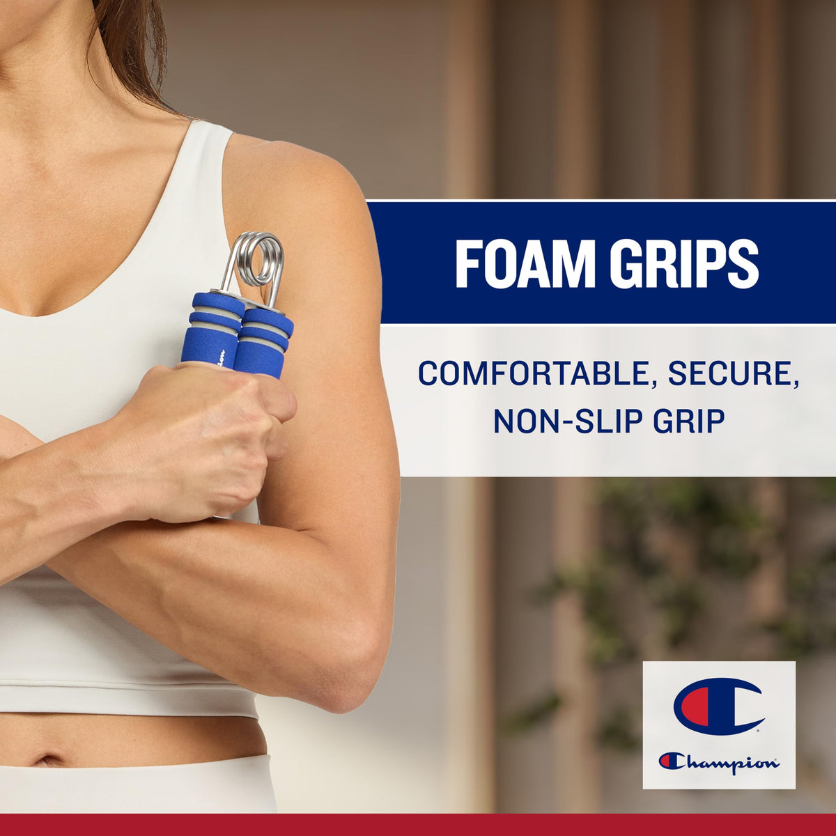 Champion 2-Pack Hand Grip Strengthener (Blue), Medium Resistance Grip Strength Trainer with Soft Foam Handles, Forearm and Wrist Trainer for Home Gym Workouts, Stress Relief and Daily Conditioning