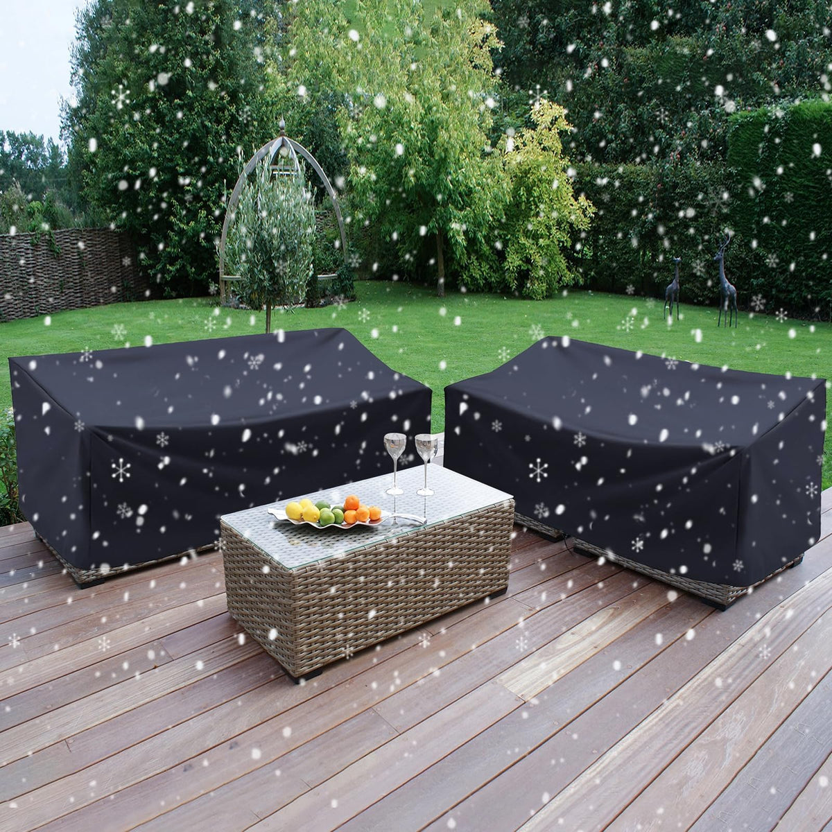 Outdoor Bench Cover, 2 Seater Patio Bench Cover, Waterproof Heavy Duty Furniture Cover with Air Vents, Buckles and Drawcord, All Weather UV Dust Protection for Porch Deck Garden, 53 x 26 x 35 in