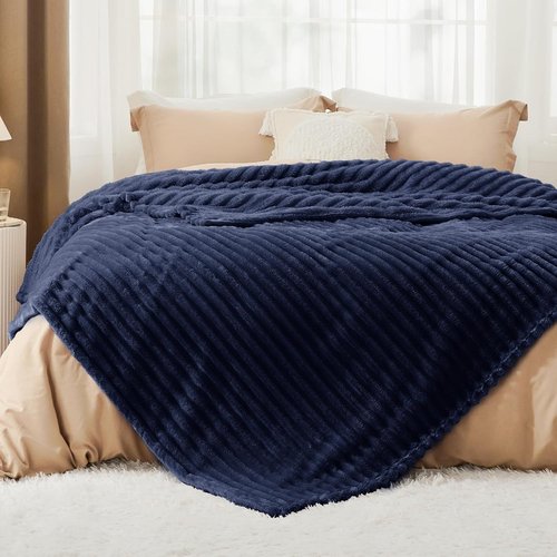 Bedsure GentleSoft Blanket - Cozy Navy Blue California King Size Throw, 102x96 Inches for Ultimate Comfort