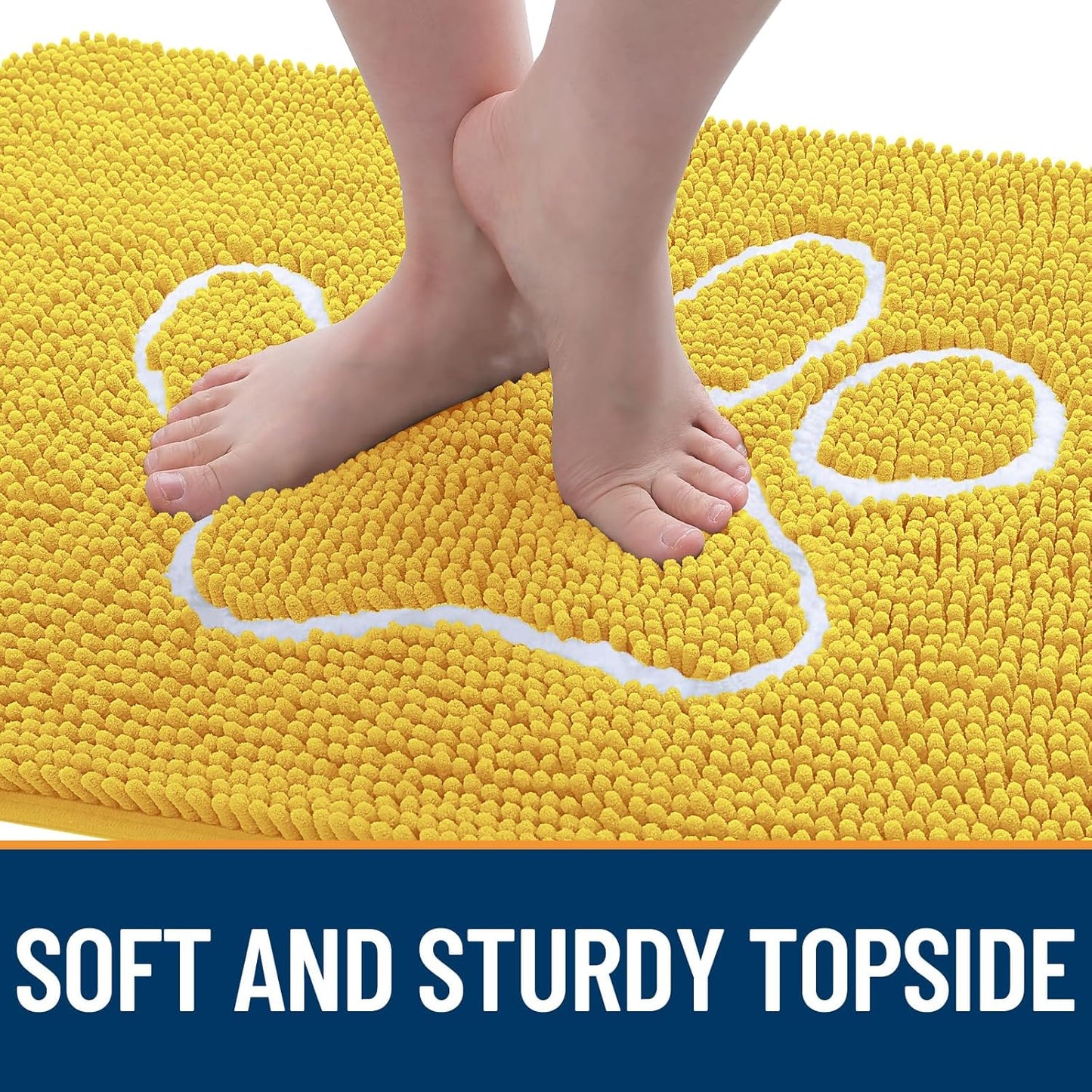 OLANLY Dog Door Mat - Absorbent Non-Slip Muddy Paws Mat | Quick Dry Chenille, 48x30, Yellow