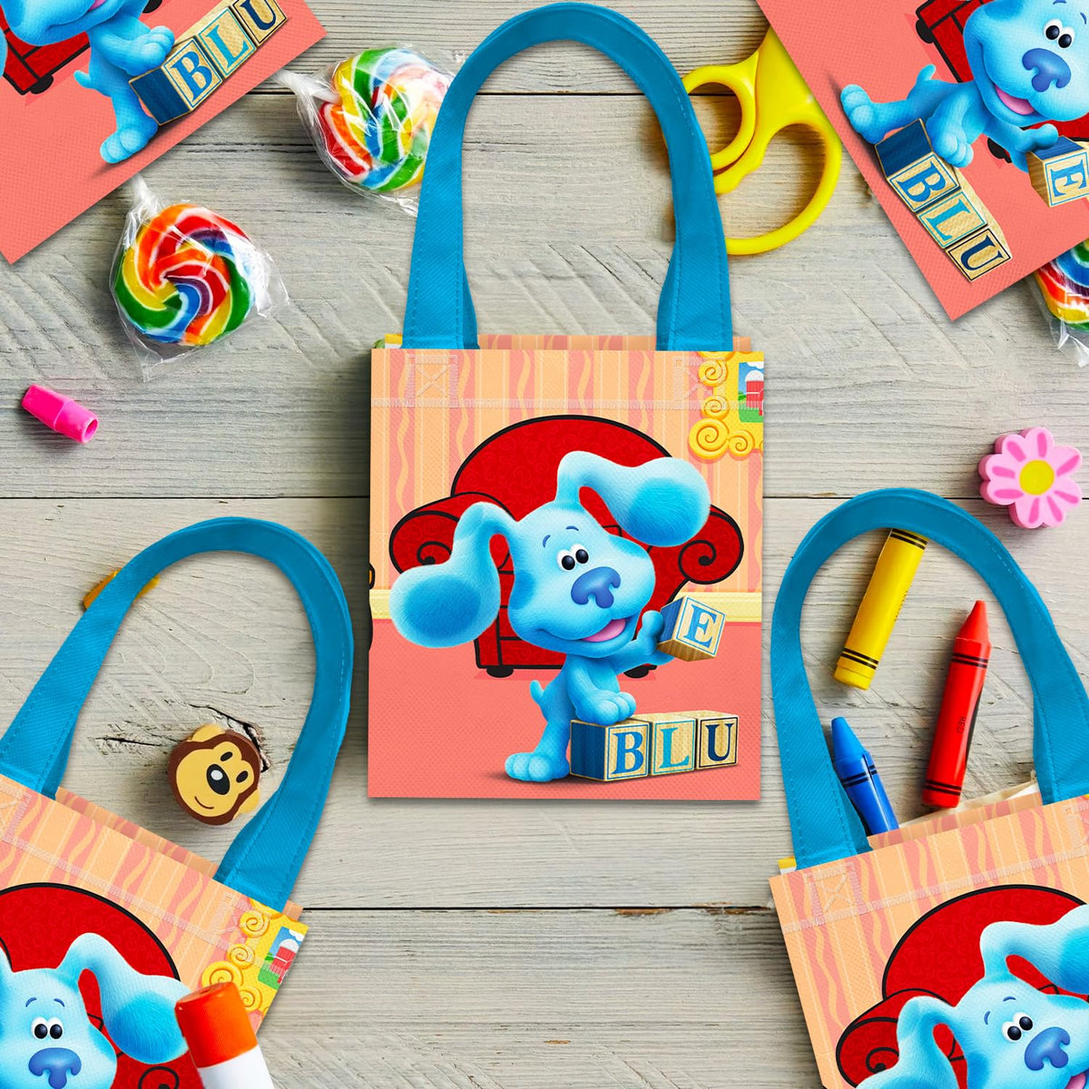 Blue's Clues Party Favor Bags Set – 24 Pack 8" Goodie Bags for Kids Bulk Reusable Mini Totes | Blue's Clues Birthday Party Supplies