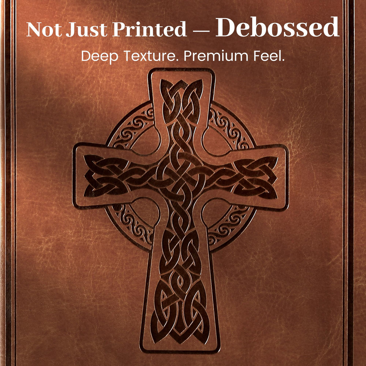 CAGIE Leather Lined Journal Notebook for Men & Women, Debossed Cross, 320 Pages 100 GSM Thick Paper, A5 Hardcover Journaling Notebooks for Writing, 5.7'' X 8.3'' Diary, Brown