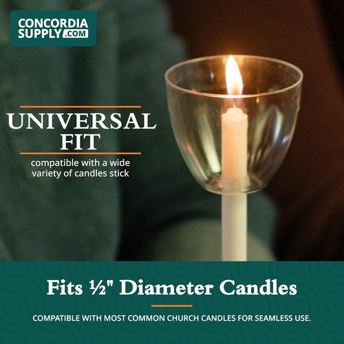 Concordia Supply Clear Shield Candle Drip Protectors - Pack of 50 Wax Catchers for Church Vigils & Christmas Eve