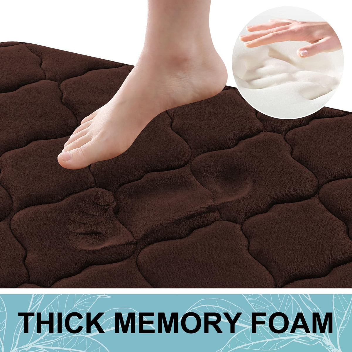 OLANLY Memory Foam Bath Mat Rug - Ultra Soft, Absorbent & Non-Slip | 24x16, Brown for Bathroom Decor