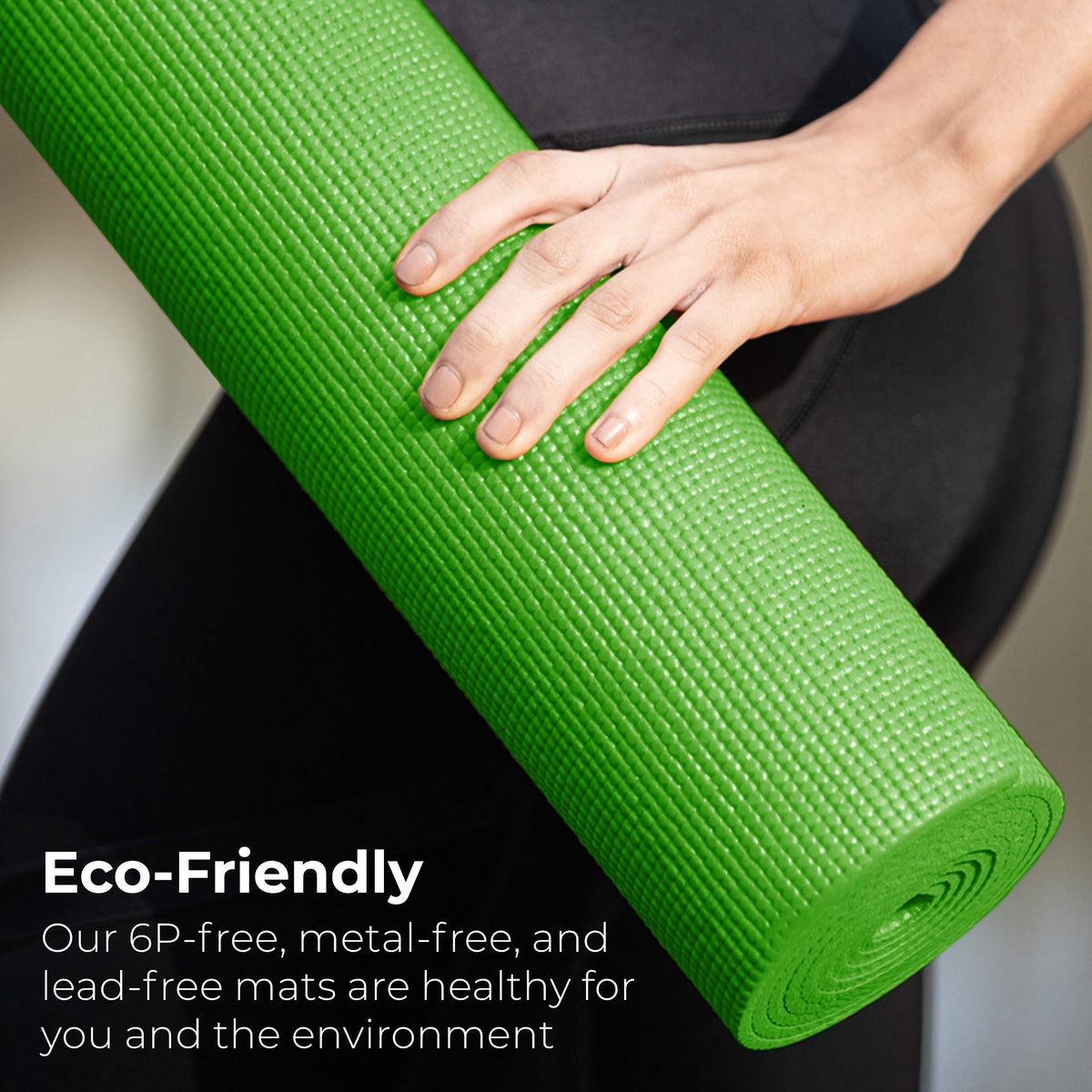 Hello Fit 10-Pack Yoga Mat, 68" x 24" Non Slip Exercise Mat, 4mm Thick Gym Mat for Fitness and Stretching, Bulk Non Toxic Yoga Mats for Schools and Studios, Green