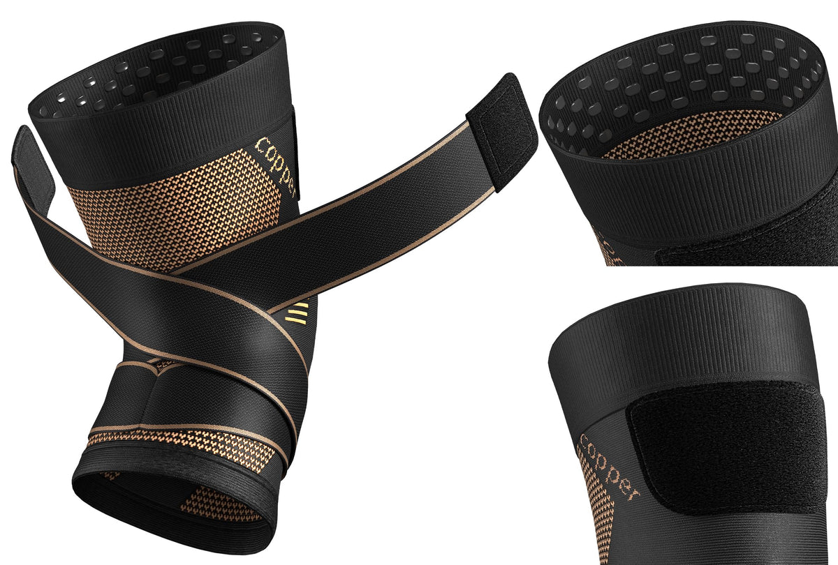 NEENCA Copper Knee Brace with Straps for Women/Men, Knee Compression Sleeve for Knee Pain, Arthritis, ACL, Meniscus Tear, Joint Pain Relief. Knee Support for Running, Workout, Weightlifting - Single