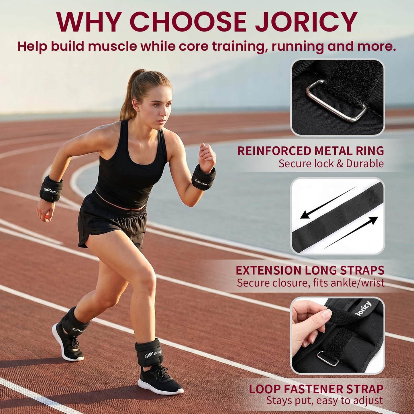 Adjustable Ankle Weights for Women Men 1-5 LBS 1 Pair Wrist Leg Arm Weights with Removable Weight, Strength Training Weight for Jogging, Walking, Running, Fitness, Gym Workout, Black