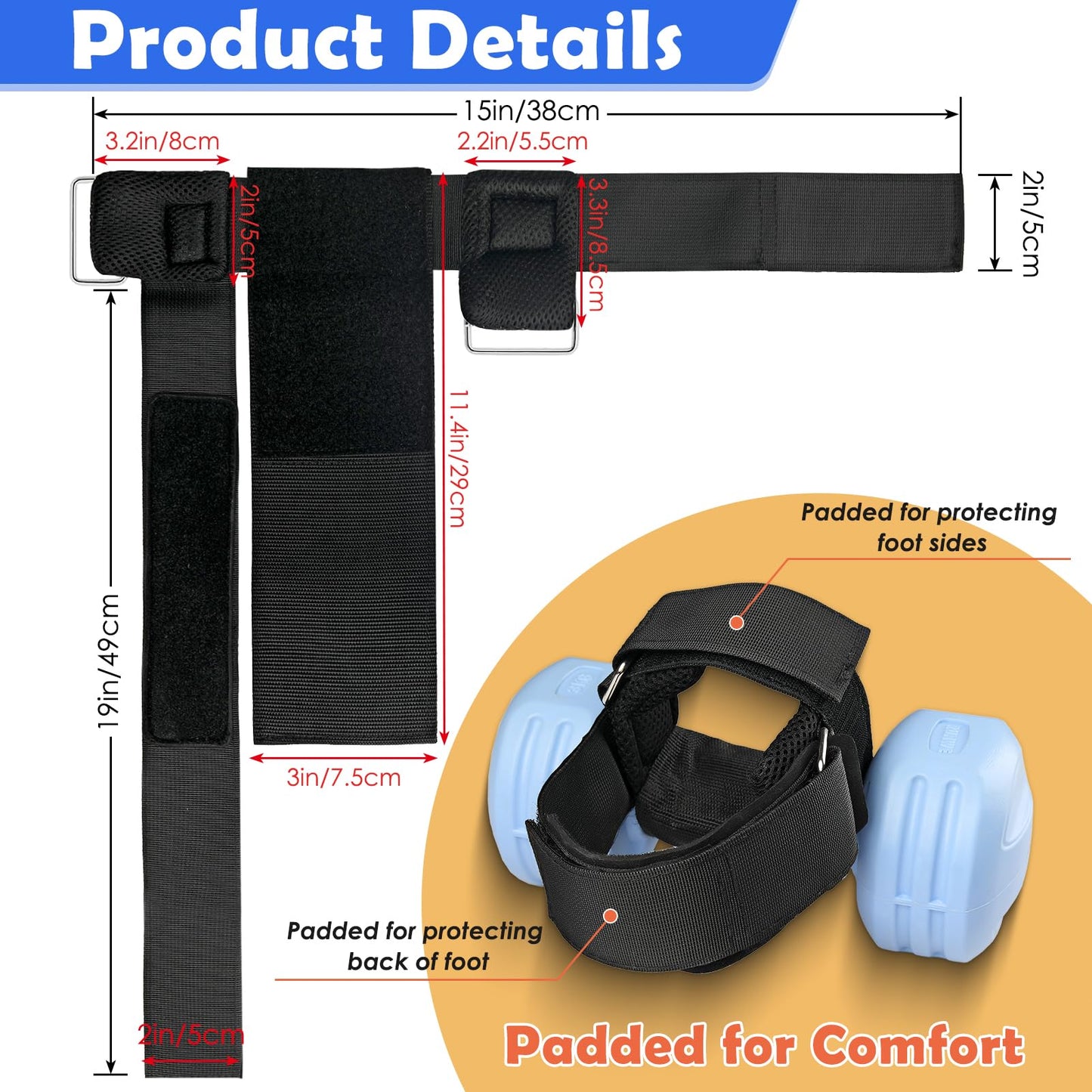 1Pcs Dumbbell Foot Attachment, Adjustable Thickening Monkey Feet Dumbbell Attachment Straps Tibialis Trainer and Heel, Padded Ankle Weight Strap for Leg Workouts Extensions – Hip Flexors, Shin Splints