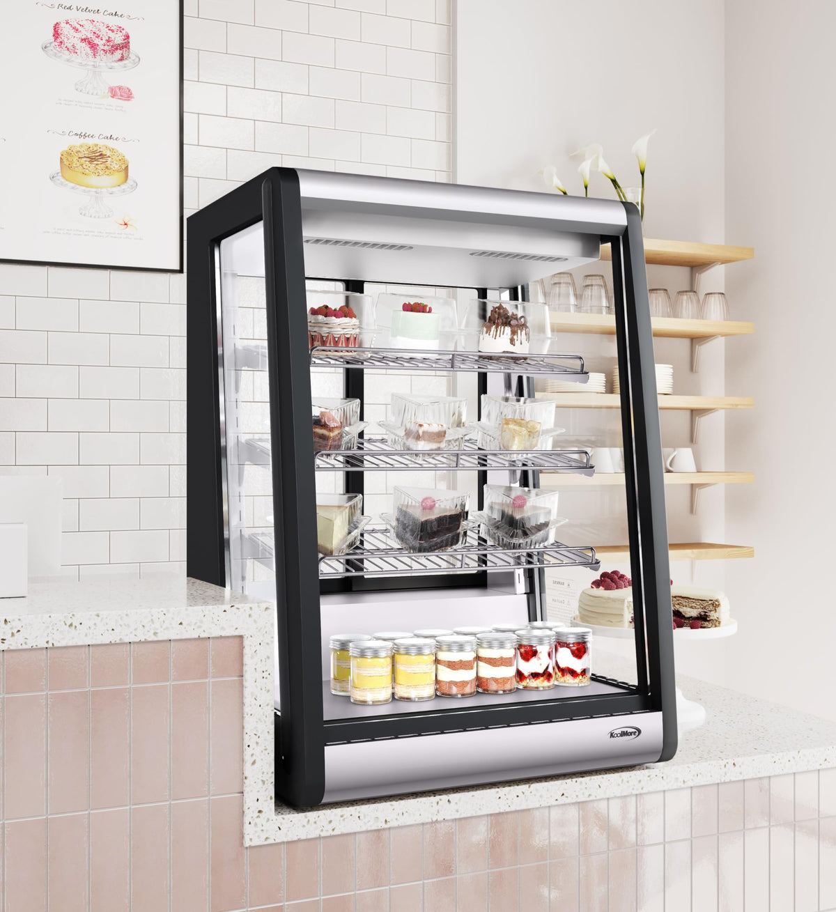 KoolMore CDC-49-SS 24 in. 4 Tier Commercial Countertop Bakery Display Refrigerator in Stainless-Steel