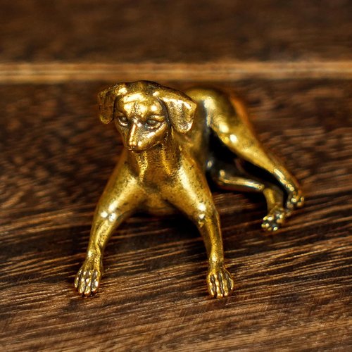 CHOVY Retro Crawling Dog Sculpture - Handcrafted Solid Brass Art Piece | Unique Home Decor Accent