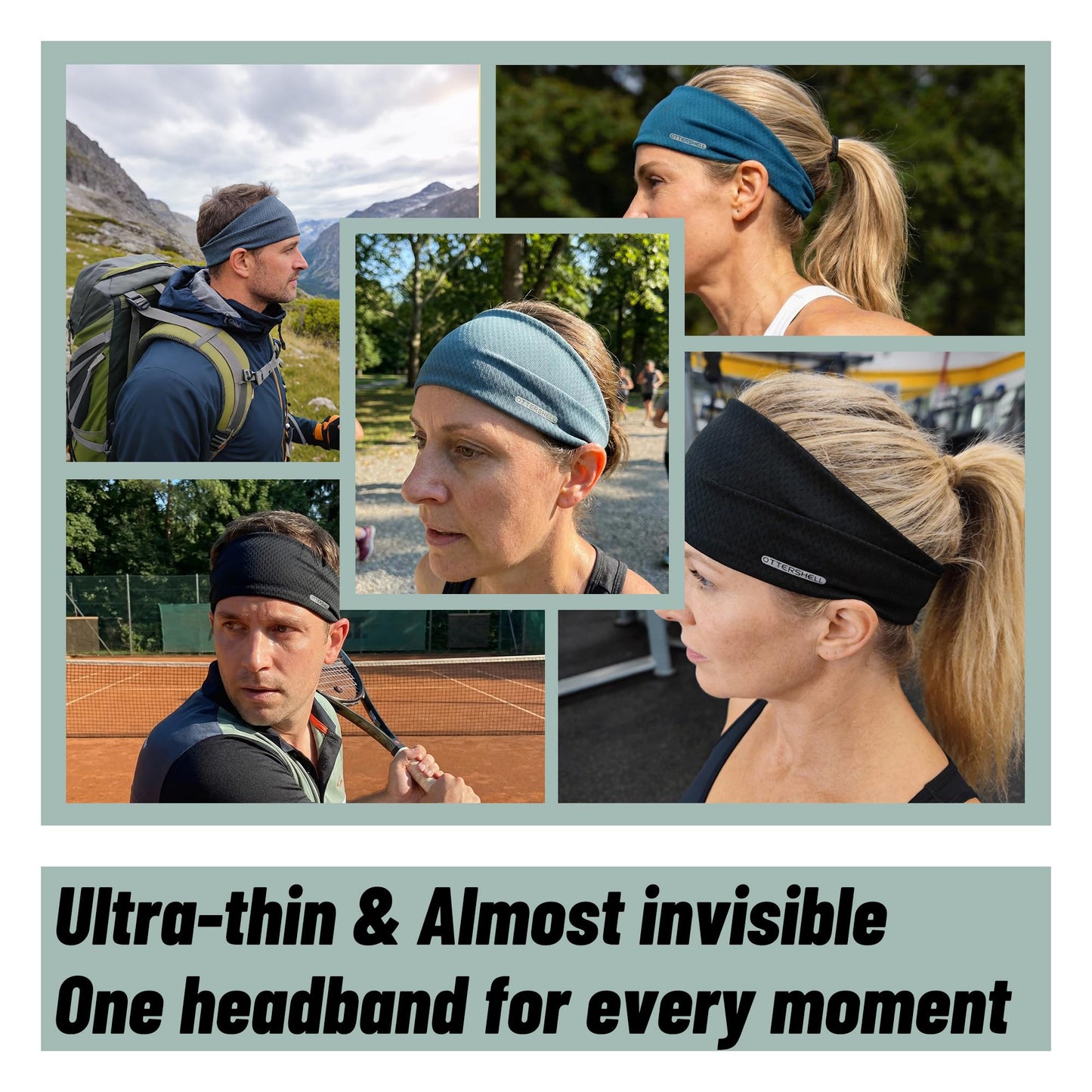 OTTERSHELL Anti-Slip & Ultra-Light Wide Headband for Sports, Yoga, Running, Gym, Spa, Makeup & Daily Use (L86 - Black, One Size)