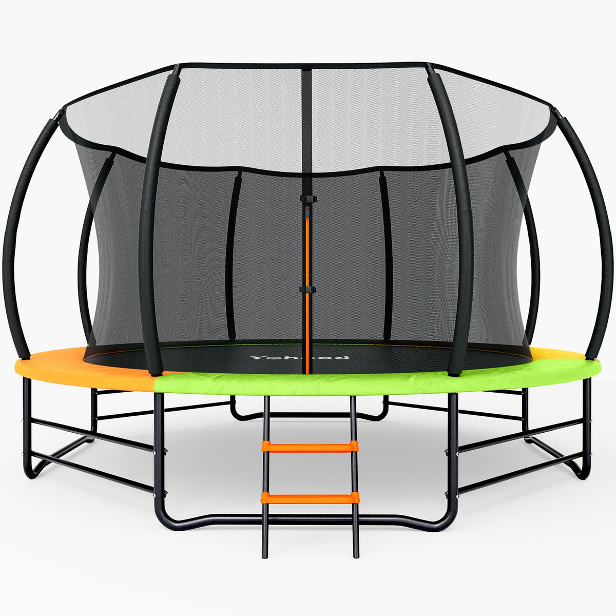 Yohood Trampoline Outdoor 12FT 14FT, Recreational Trampolines with Enclosure Net and Ladder, ASTM Approved for Kids and Adults, with Additional 8 Stabilizer Bars and Anti-Rust Coated Galvanized Frame