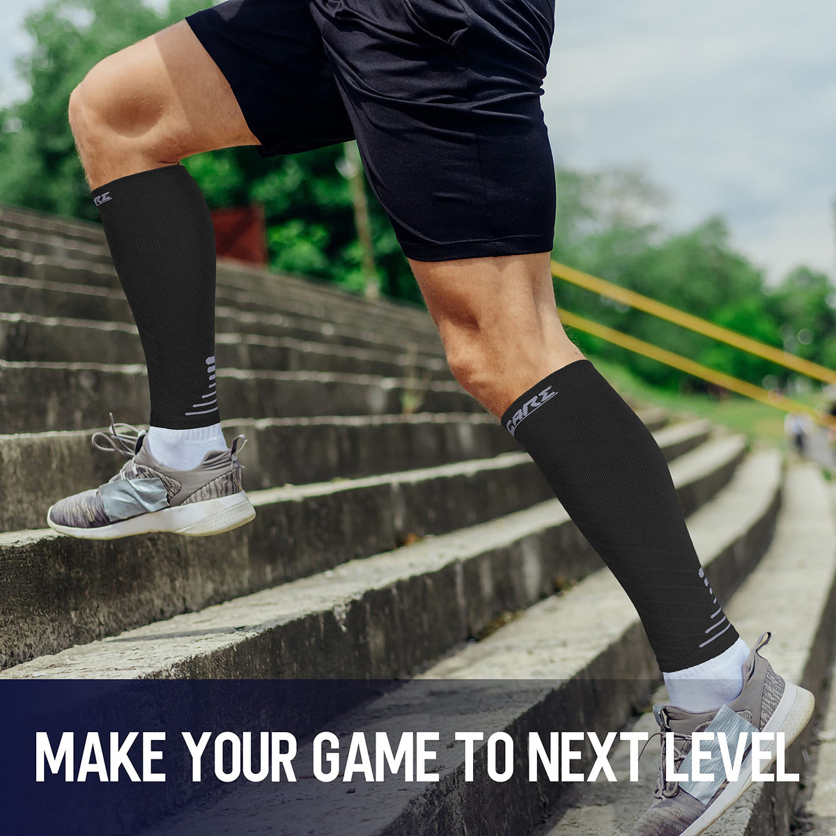 Thoxcare Calf Compression Sleeve for Men Women (1 Pair), Leg Support Footless Compression Socks for Running - Shin Splint Varicose Veins Swelling & Pain Relief, Black/Gray, Large