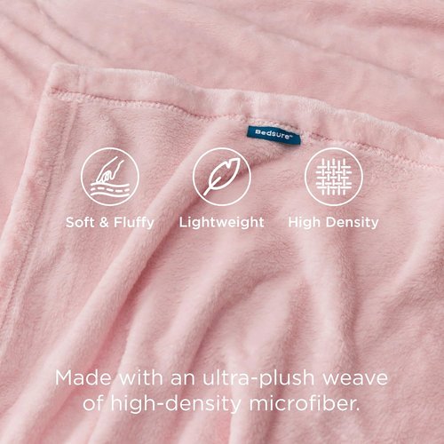 Bedsure GentleSoft Pink Fleece Blanket - Soft, Lightweight Plush Cozy Throw for Bed, Sofa, Travel | 50x70 Inches