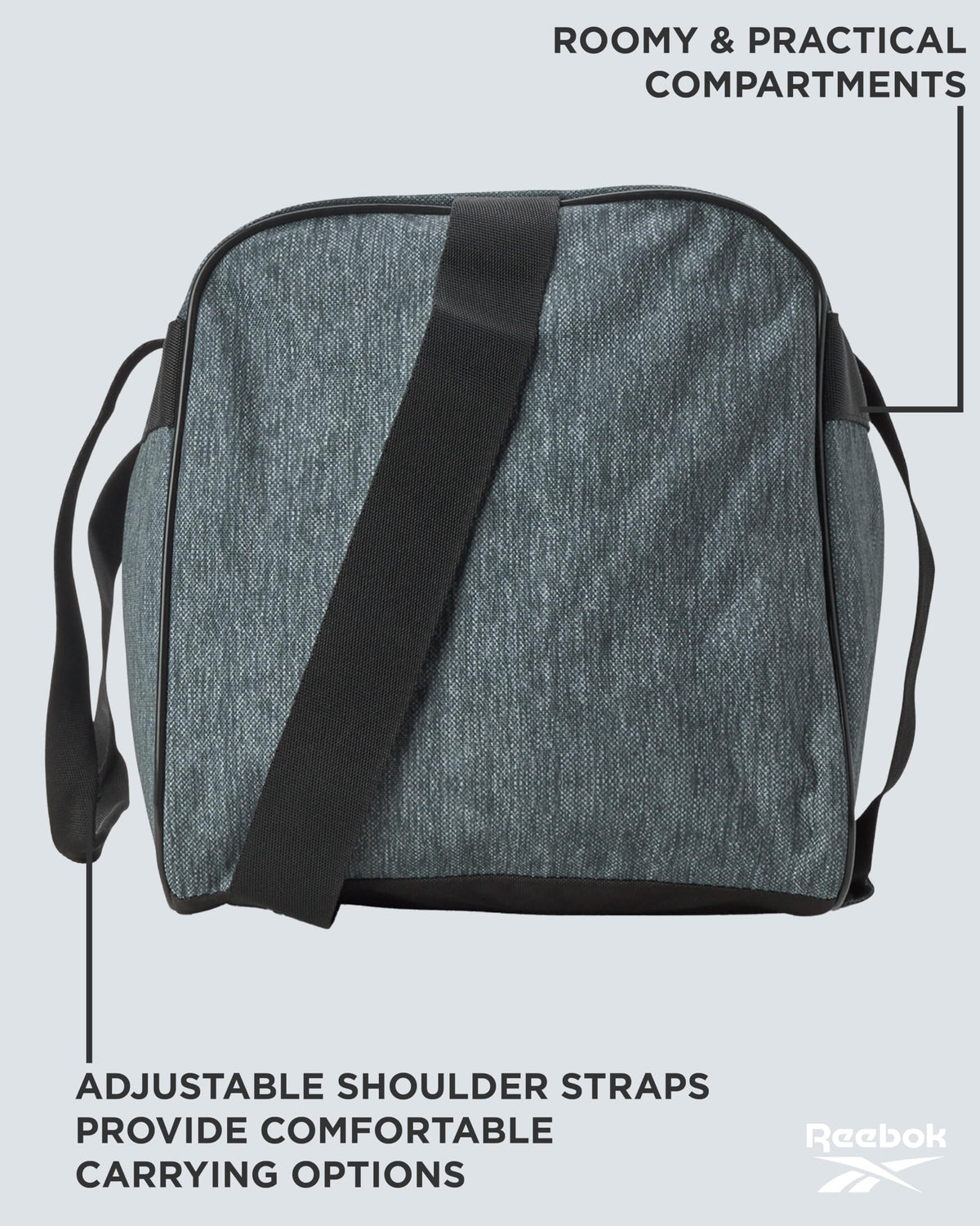 Reebok Duffle Bag - Carry On Gym Bag for Workout With Adjustable Shoulder Strap - Compact Travel Bags for Women and Men, Size One Size, Warrior II Light Grey