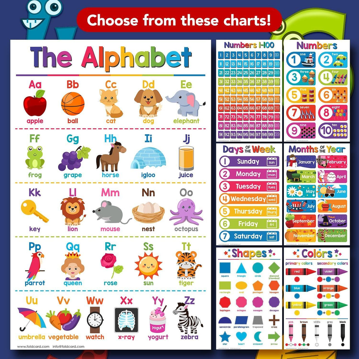 Seasons Educational Charts for Preschool to Gradeschool – Bright and Colorful Visual/Learning Aid Wall Art Poster for Classroom or Home | Printed on Glossy Durable Cardstock | 11" x 17" | 5 per Pack
