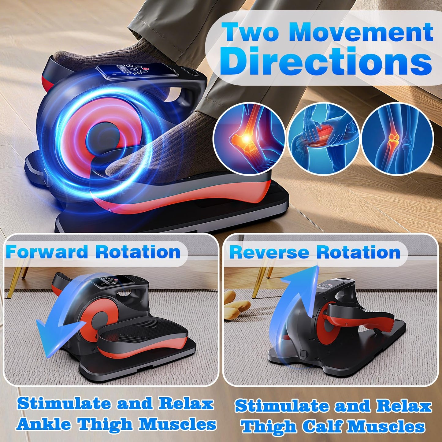 Under Desk Elliptical Machine, Electric Under-Desk Elliptical for Seniors - Mini Elliptical Exercise Equipment for Home with 12-Speed Touch Screen, Remote Control & Reversible Motion