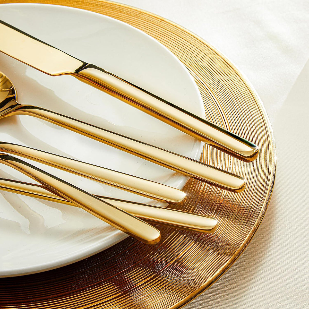 KINGSTONE 20-Piece Gold Silverware Set - 18/10 Stainless Steel, Mirror Polished, Dishwasher Safe for Home & Events