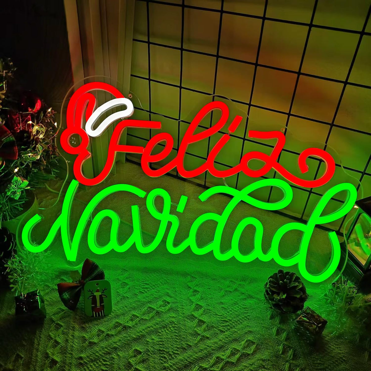 Merry Christmas Neon Sign Dimmable Feliz Navidad Neon Sign for Wall Decor LED Neon Mexican Christmas Decorations for Window, Bedroom, Living Room, Feliz Navidad Backdrop Neon Light for Party Gift