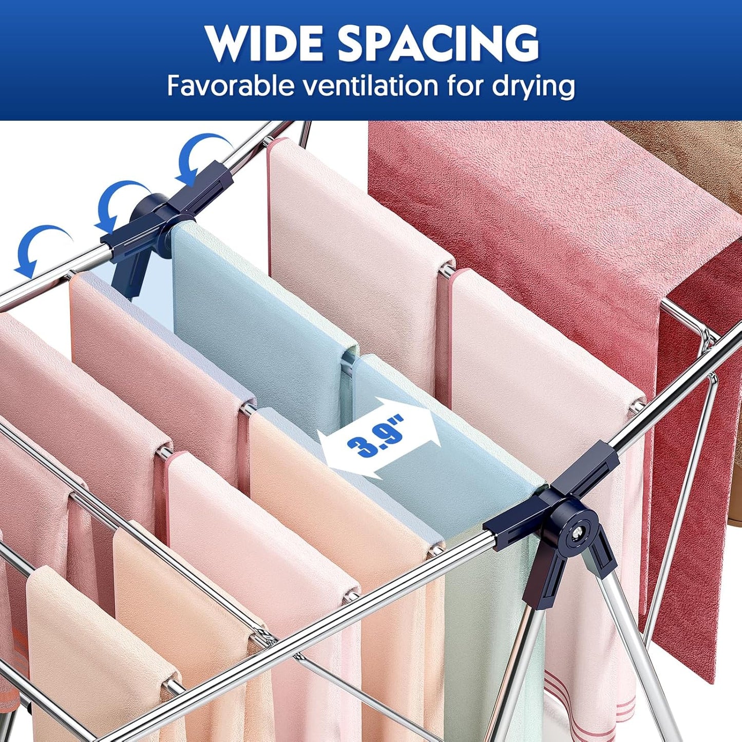 APEXCHASER Stainless Steel Clothes Drying Rack - Height-Adjustable & Foldable | Indoor/Outdoor Use