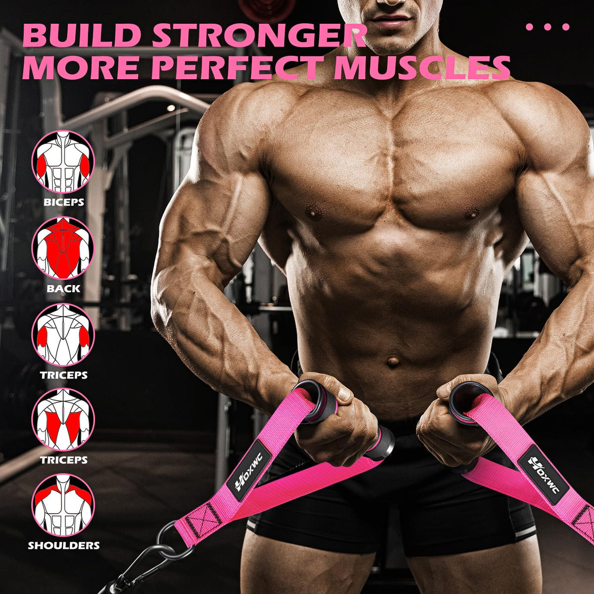 HOXWC Gym Exercise Handles, Replacement Fitness Equipment for Strength Trainer, Heavy Duty Cable Machine Handles for Pulleys, Gym Equipment, Resistance Bands, Home Gym Add On Equipment