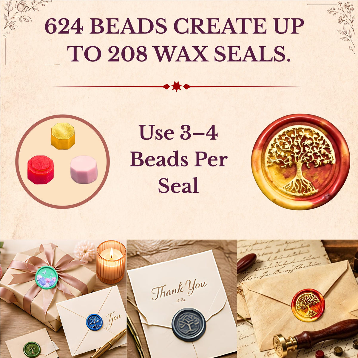 xxxHOLIC Wax Seal Kit, 624 Beads, 24 Colors