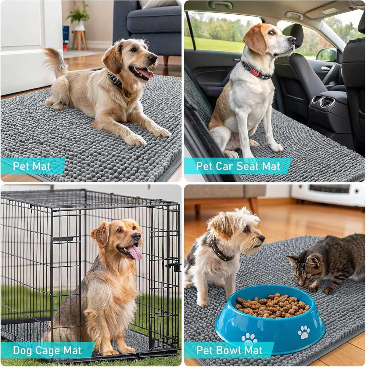 OLANLY Dog Door Mat Bundle - 5 Pieces in Grey | 4 Doormats (30x20) + 1 Extra Mat (30x20)