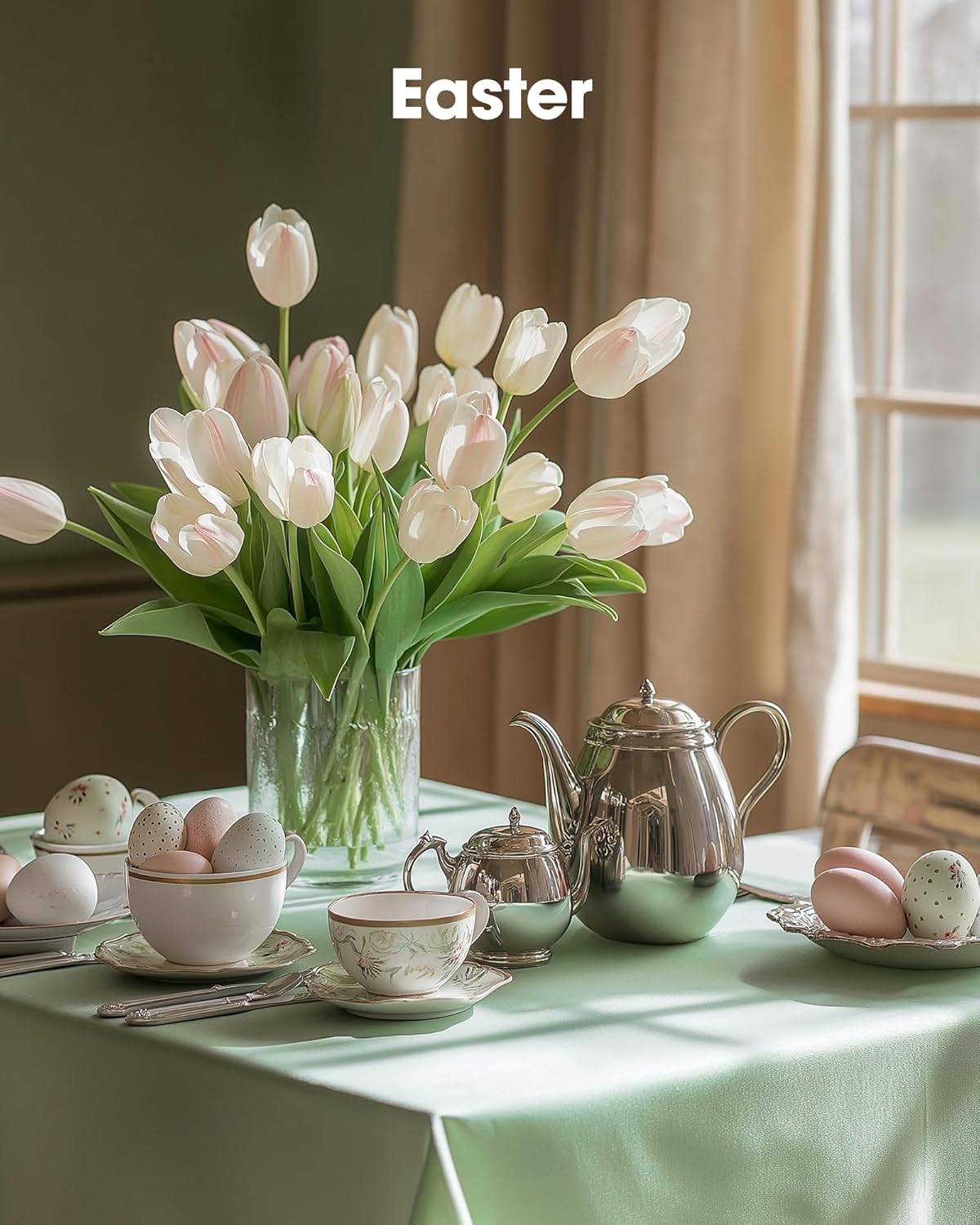 Pureegg Disposable Plastic Tablecloths - 54 x 108 Inch, Leakproof & Sturdy, Sage Green | 8 Pack for Easter Parties