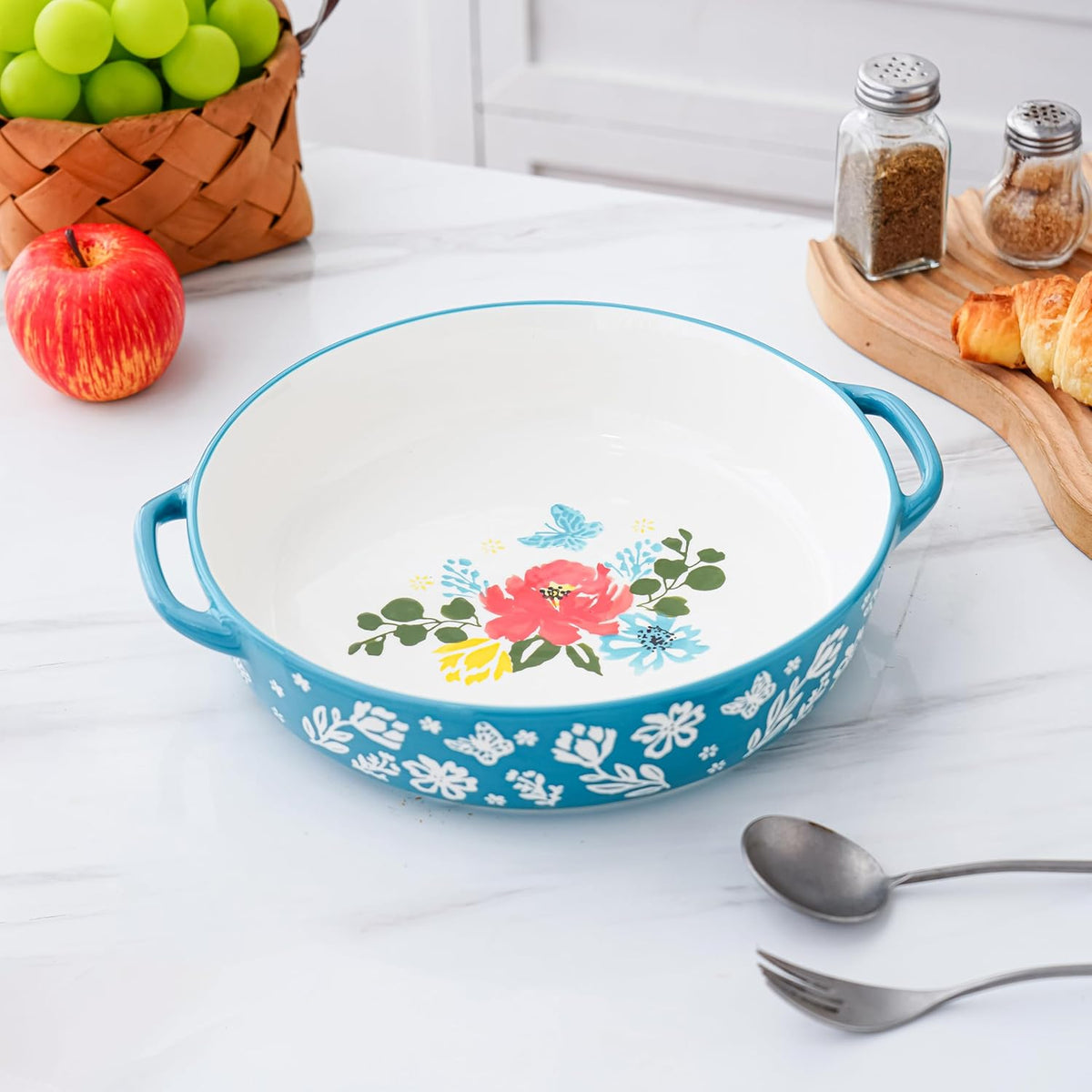 Wisenvoy Ceramic Pie Pan - Non-Stick Deep Dish Pie Plate | 9.8 Inches Porcelain Bakeware