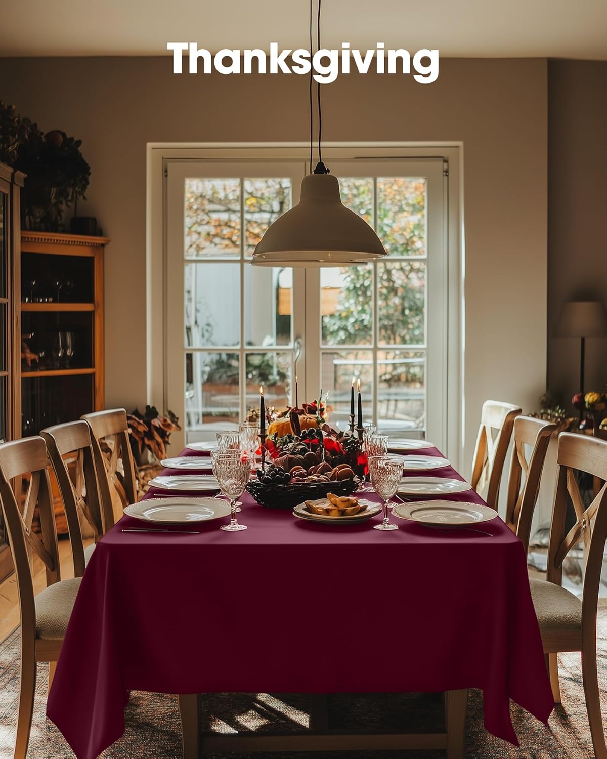 Pureegg Disposable Plastic Table Cloths - 8 Pack, 54 x 108 Inch, Leakproof Burgundy for Parties & Thanksgiving