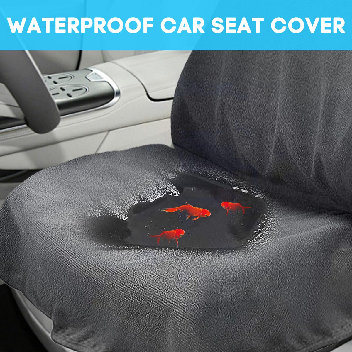 Waterproof Sweating Front Car Seat Cover Protector for Gym Workout, Running, Swimming, Beach and Hiking, Universal Fit Bucket Seat Covers for Cars SUV Trucks, Machine Washable, Non-Slip (Gray, 2Pcs)