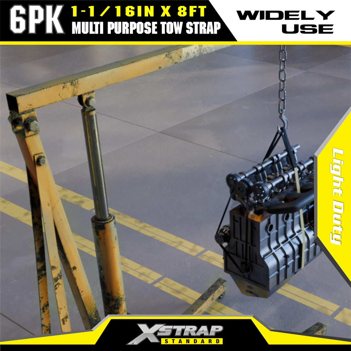XSTRAP STANDARD 6PK 1" x8' Lift Sling Web Strap/Wear Guard End, 4,000 lbs Break Strength Lifting Straps with 2 Reinforced Loops for Tree Saver Lifting Furniture Appliances Machine