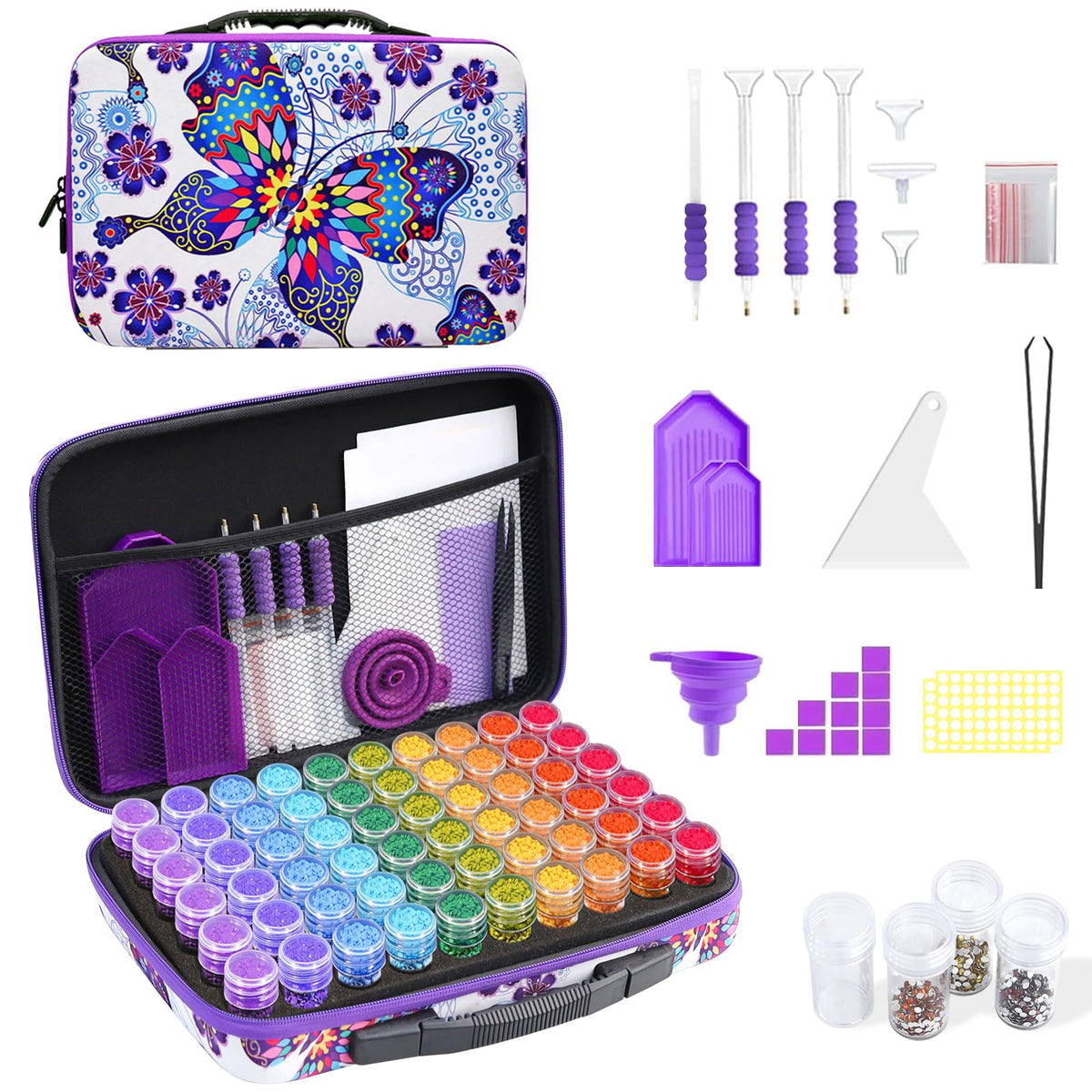 ZORETCO Diamond Painting Storage Case,60 Slots Diamond Art Kits with Accessories for Craft Jewelry Beads Organizer Boxes