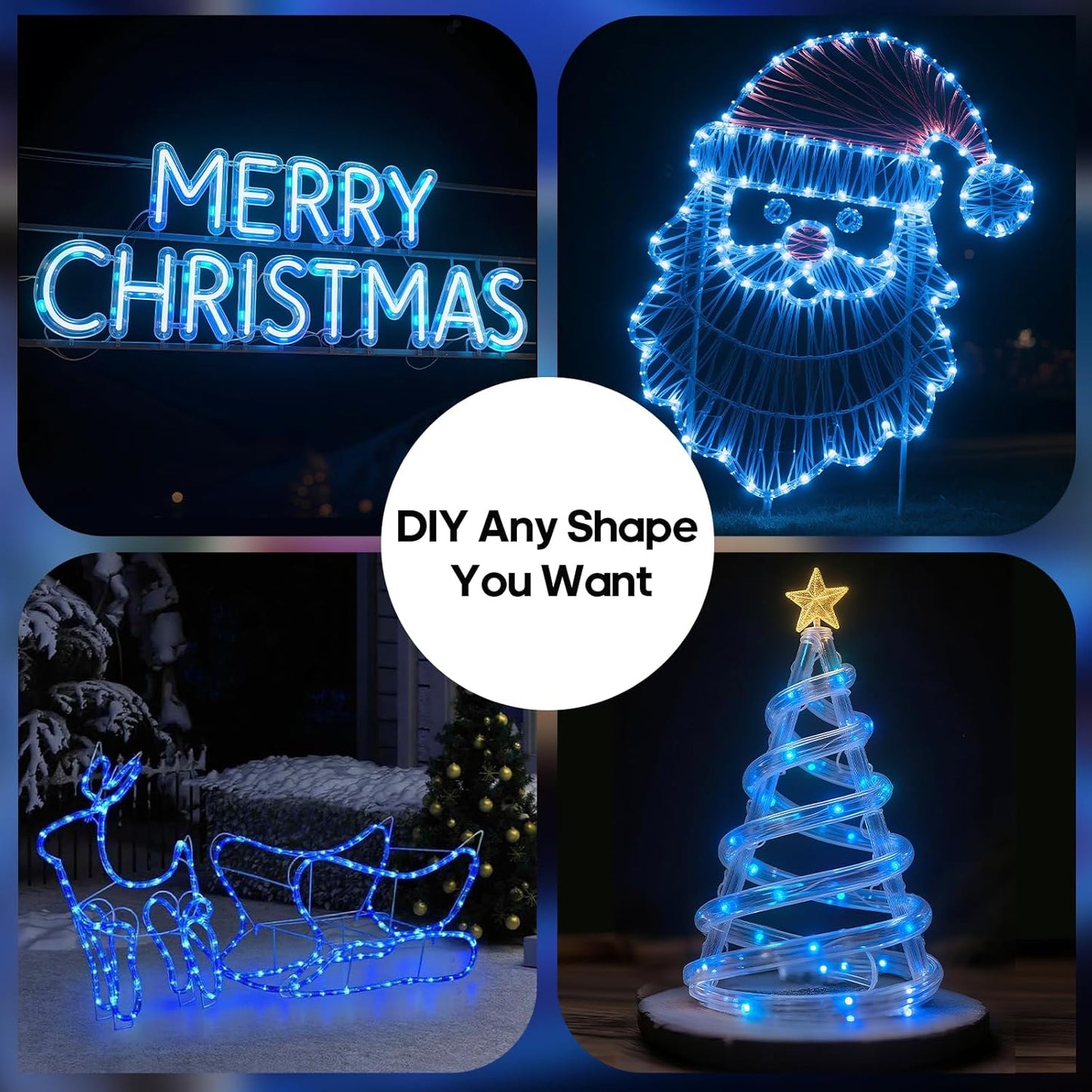 720 LED Rope Lights by [Brand Name] - 100Ft Waterproof Outdoor Lights with Remote, 8 Modes & 4 Brightness Levels | Blue
